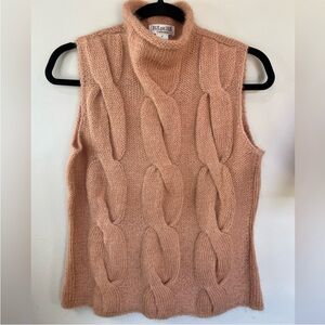 Dué per Dué Roll Neck Knitted Peach Sleeveless Sweater Size Medium Angora Blend